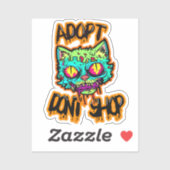 Zombie Cat Funny Memes Illustratie Sticker (Vel)