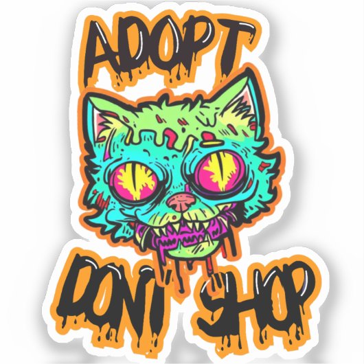 Zombie Cat Funny Memes Illustratie Sticker (Voorkant)