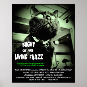 Zombie Cat Horror Movie Poster, groen 16 x 20 Poster