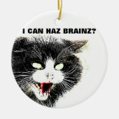 Zombie Cat I Can Haz Brainz Ornament (Voorkant)