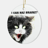 Zombie Cat I Can Haz Brainz Ornament (Links)