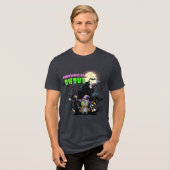 Zombie Cat "Meowgical Ghoul" Halloween Graphic Tri-Blend Shirt (Voorkant volledig)