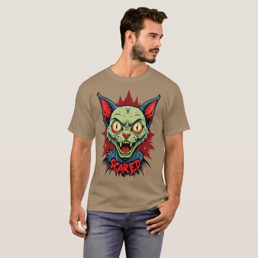 zombie Cat Scared T-shirt (Voorkant volledig)
