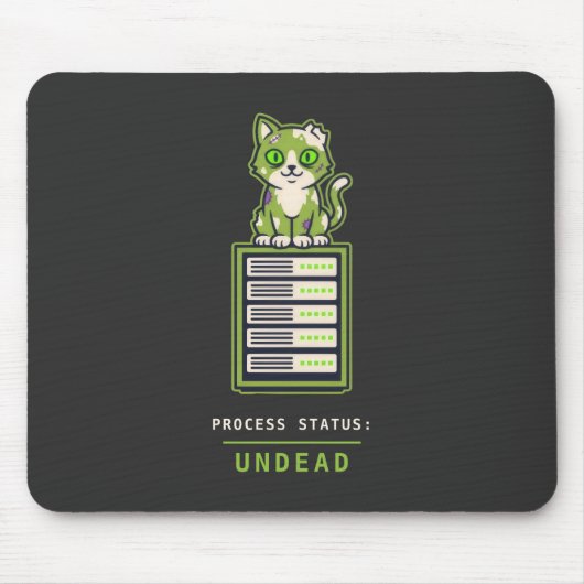 Zombie Cat Server Rack Sysadmin Halloween Humor Muismat (Voorkant)