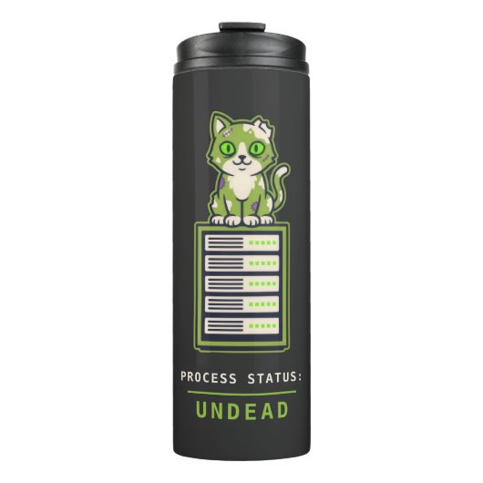 Zombie Cat Server Rack Sysadmin Halloween Humor Thermosbeker (Voorkant)