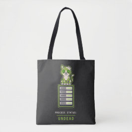 Zombie Cat Server Rack Sysadmin Halloween Humor Tote Bag