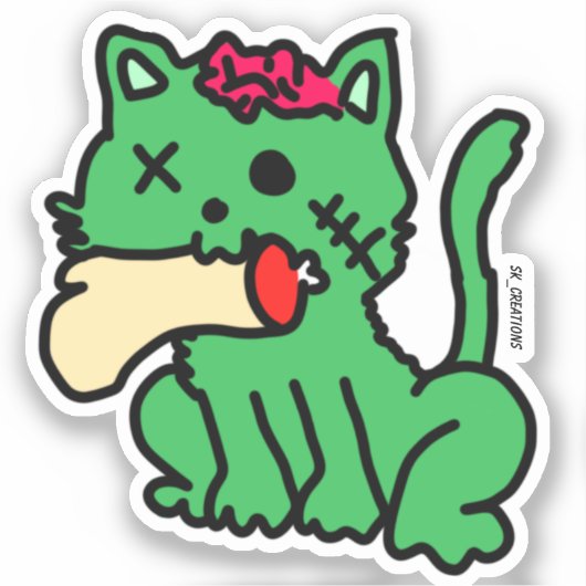 Zombie Cat Sticker (Voorkant)