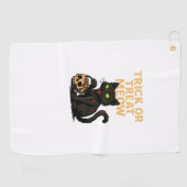 Zombie Cat – Trick or treat Meow Halloween Design Golfhanddoek (Horizontaal)