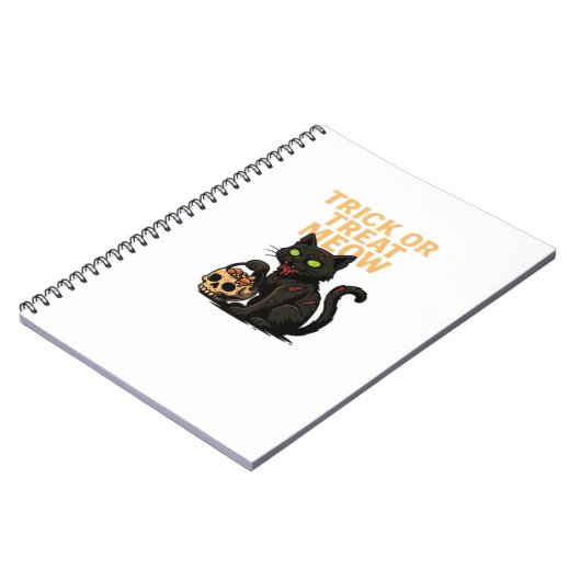 Zombie Cat – Trick or treat Meow Halloween Design Notitieboek (Linkerzijde)