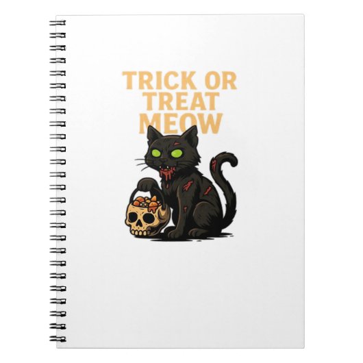 Zombie Cat – Trick or treat Meow Halloween Design Notitieboek (Voorkant)