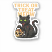 Zombie Cat – Trick or treat Meow Halloween Design Sticker (Voorkant)