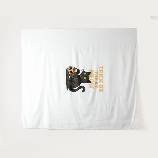 Zombie Cat – Trick or treat Meow Halloween Design Wandkleed (Voorkant (horizontaal))