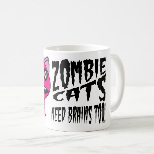 Zombie Cats heeft ook breinen nodig. Koffiemok (Voorkant rechts)