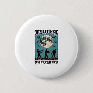 Zombie Chase T-shirt Vintage Ondead Escape Grafisc Ronde Button 5,7 Cm