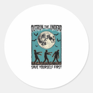 Zombie Chase T-shirt Vintage Ondead Escape Grafisc Ronde Sticker