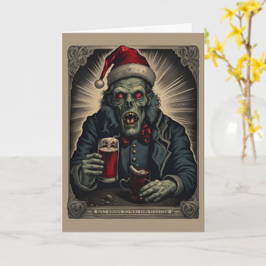 Zombie Cheer Kerst Kaart (Gele Bloem)