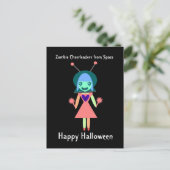 Zombie Cheerleader uit Space Happy Halloween Briefkaart (Staand voorkant)