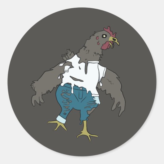 Zombie Chicken Ronde Sticker (Voorkant)