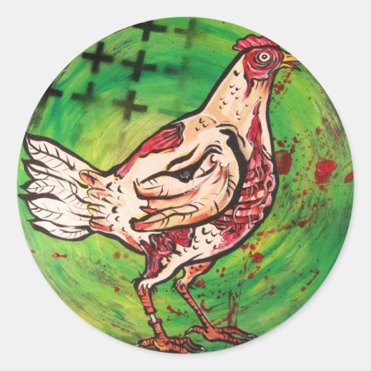 Zombie Chicken Ronde Sticker (Voorkant)