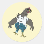 Zombie Chicken Ronde Sticker (Voorkant)