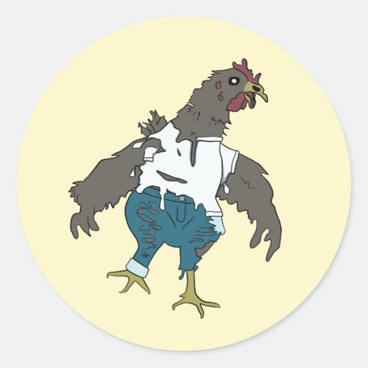 Zombie Chicken Ronde Sticker (Voorkant)