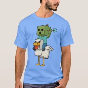 Zombie Chicken Zombie Jockey Pixel Funny Gamer T-shirt