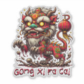 Zombie Chinees Nieuwjaarsleeuw Sticker (Voorkant)