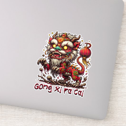 Zombie Chinees Nieuwjaarsleeuw Sticker (Detail)