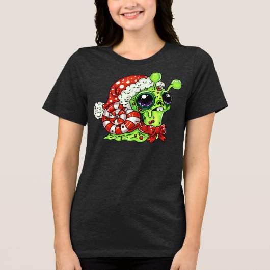 Zombie Christmas Snail Tri-Blend Shirt (Voorkant)