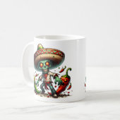 Zombie Cinco de Mayo Man en Hot Peppers Koffiemok (Voorkant links)