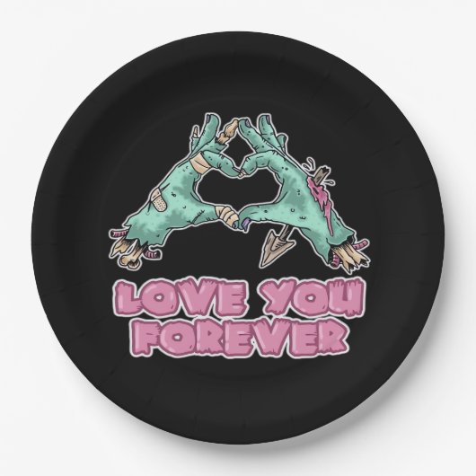 Zombie Classic - Skeleton Hart en Handen Papieren Bordje (Voorkant)