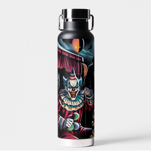 Zombie, Clown, Vamp en Haunted Doll Halloween Waterfles (Voorkant)