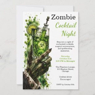 Zombie Cocktail Nacht Groen Gift Halloween Feest Kaart