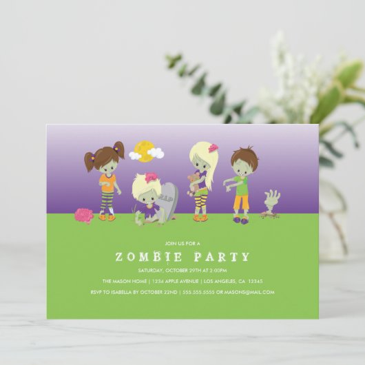 Zombie Costume Party Kaart (Staand voorkant)