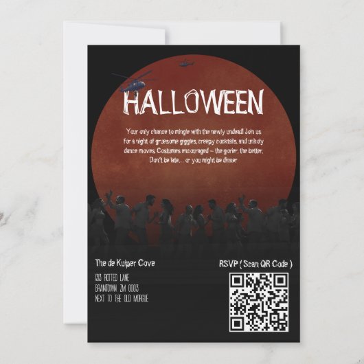 Zombie Couple Apocalypse Horror Halloween Uitnodig Kaart (Achterkant)