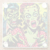 Zombie Couple Retro Comics Glazen Onderzetter (Achterkant)