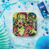 Zombie Couple Retro Comics Papieren Bordje (Feest)