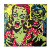 Zombie Couple Retro Comics Tegeltje (Voorkant)