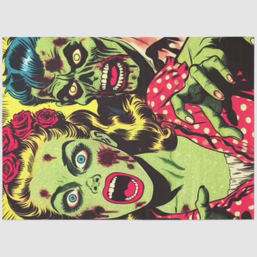 Zombie Couple Retro Comics Tissuepapier (Voorkant)