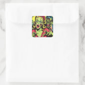 Zombie Couple Retro Comics Vierkante Sticker (Tas)