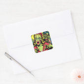 Zombie Couple Retro Comics Vierkante Sticker (Envelop)