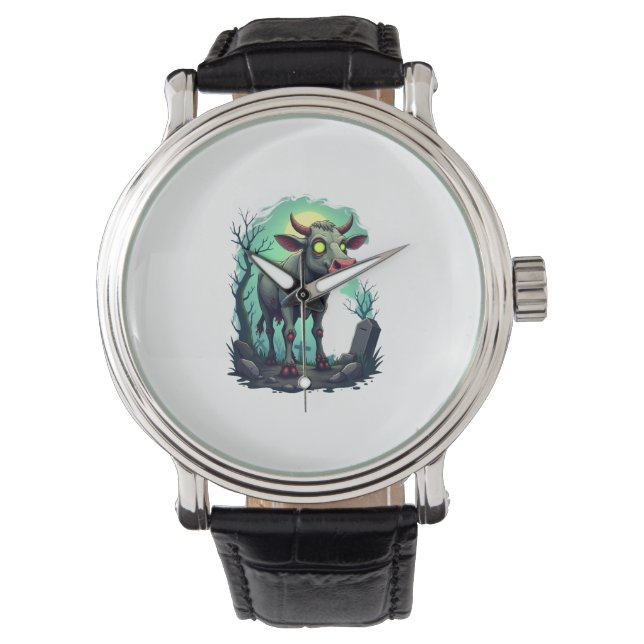 Zombie Cow Apocalypse Horloge (Voorkant)