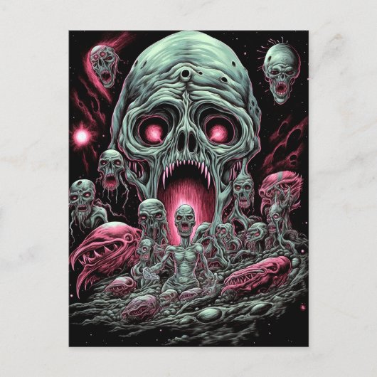 Zombie Creatures Sci-fi Horror Art Briefkaart (Voorkant)
