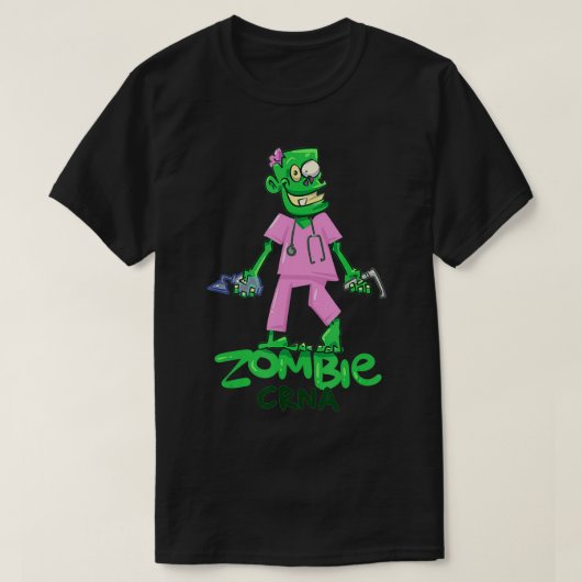 Zombie CRNA leuk en leuk anesthesielestheticus ane T-shirt (Design voorkant)