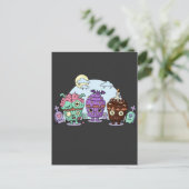 Zombie Cupcake Halloween Briefkaart (Staand voorkant)