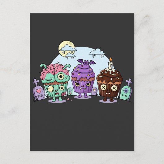 Zombie Cupcake Halloween Briefkaart (Voorkant)