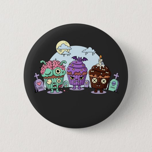 Zombie Cupcake Halloween Ronde Button 5,7 Cm (Voorkant)