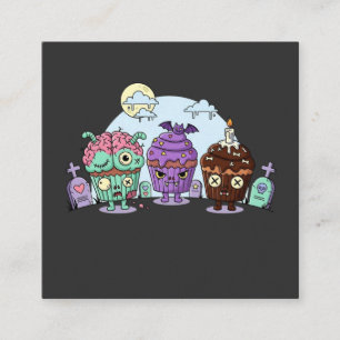 Zombie Cupcake Halloween Vierkante Visitekaartje