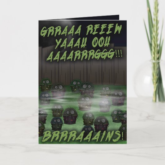 Zombie Cupcake Verjaardag #4 Kaart (Voorkant)