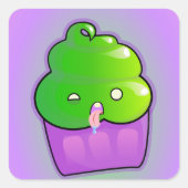 Zombie Cupcake Vierkante Sticker (Voorkant)